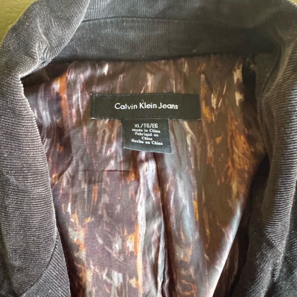 Calvin Klein Jeans Corduroy Lined Jacket Blazer Rich Black Stretch Size XL - Picture 4 of 5